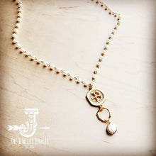 Load image into Gallery viewer, Pearl Necklace w/ Matte Gold Medallion Pearl Pendant