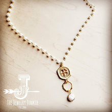 Load image into Gallery viewer, Pearl Necklace w/ Matte Gold Medallion Pearl Pendant