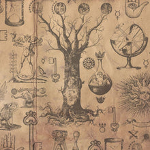 Load image into Gallery viewer, Alchemy Wrapping Paper Sheets - Vintage Spooky Occult Witch Gift Wrap Suns, Moons 20" x 29"