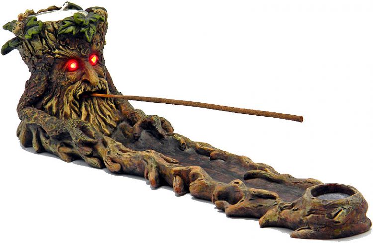 Incense Burner: Green Man with LED Eyes