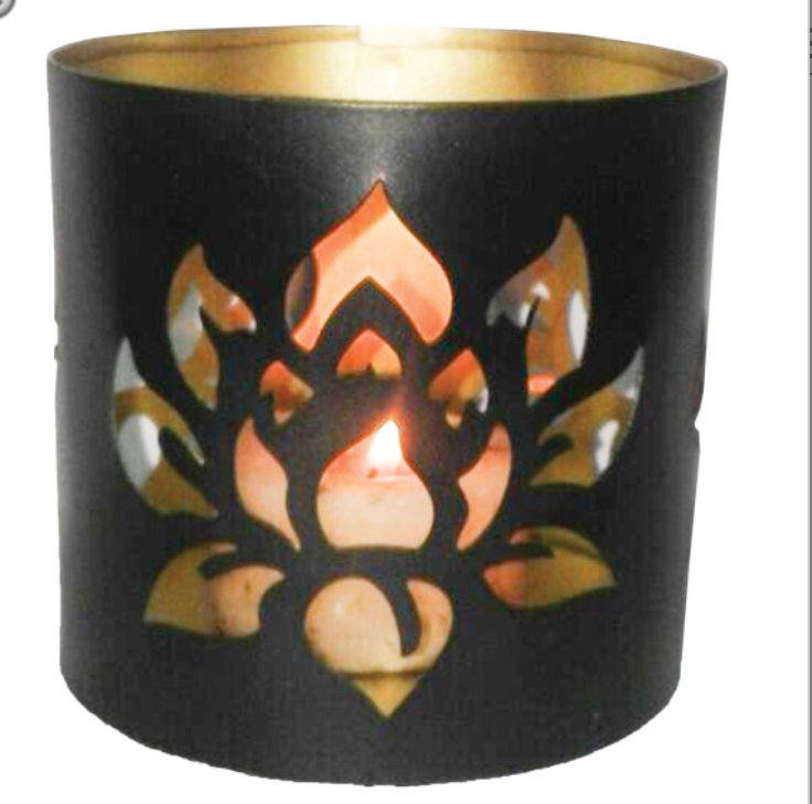 Tin Candle Holder - Lotus