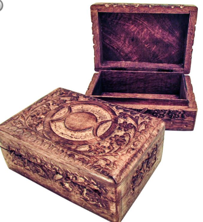 Carved Wood Box - Moon Phase