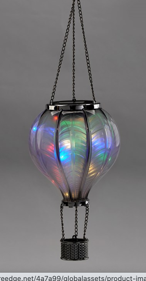 Hanging Hot Air Balloon Solar Light w/Color Lights