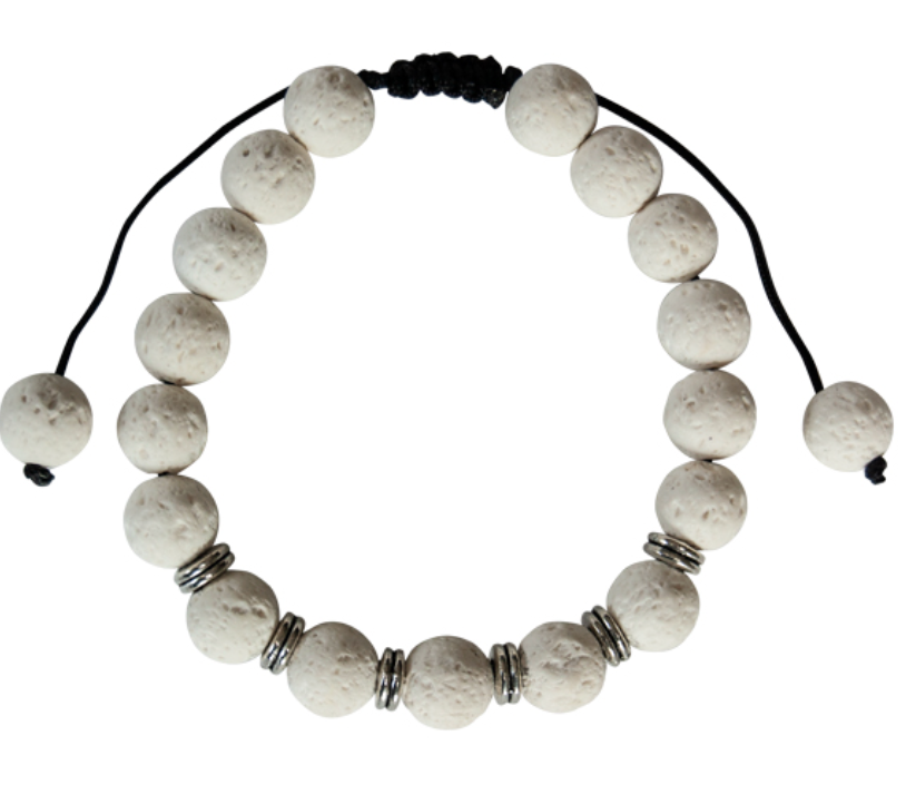 Lava Bead Bracelet • Cream 10mm