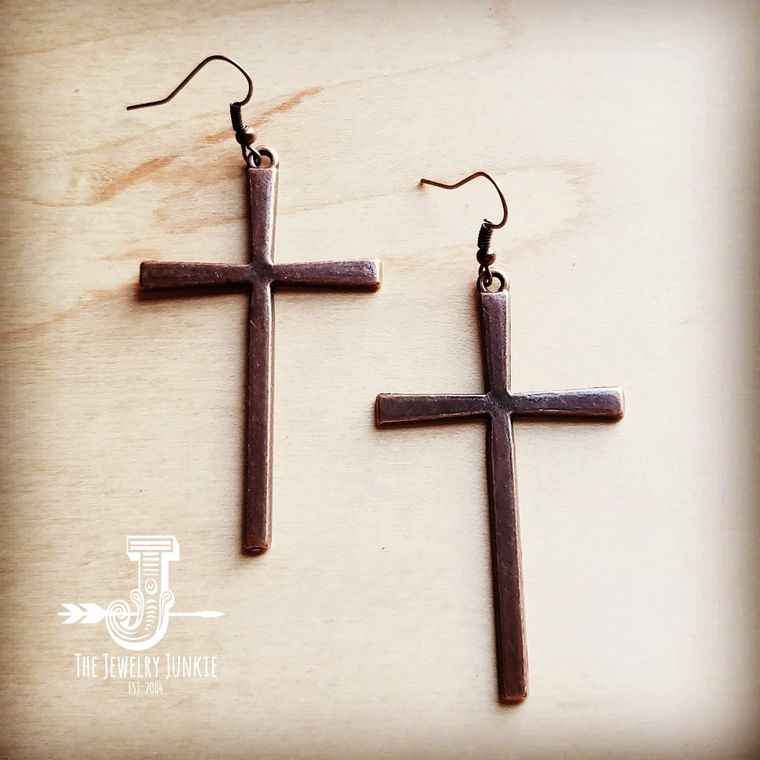 Copper Cross Earrings